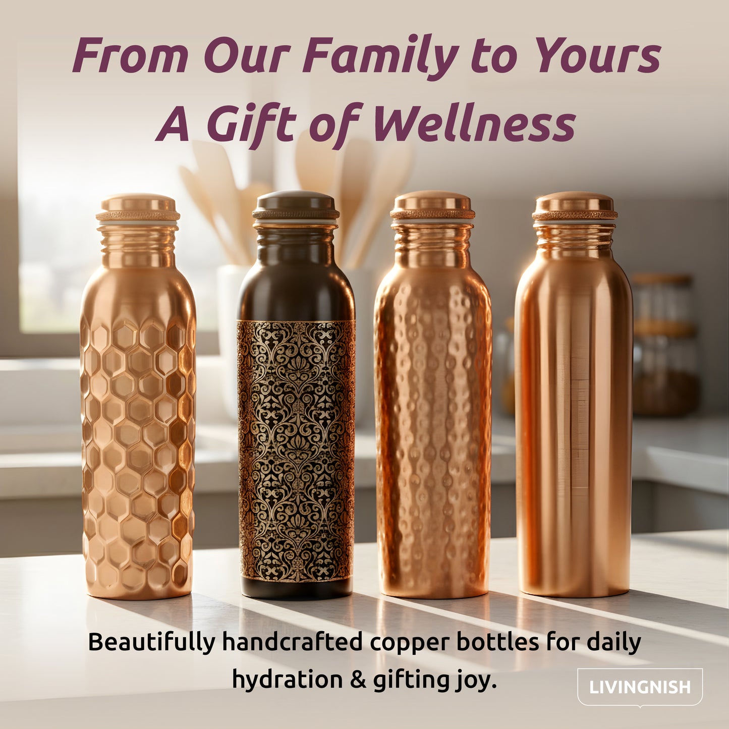 Pure Copper Water Bottle, 8 Pcs Set CLAQ(2 Bottle, 2 Straw,2 Extra Silicon Ring and 2 Cloth bags)