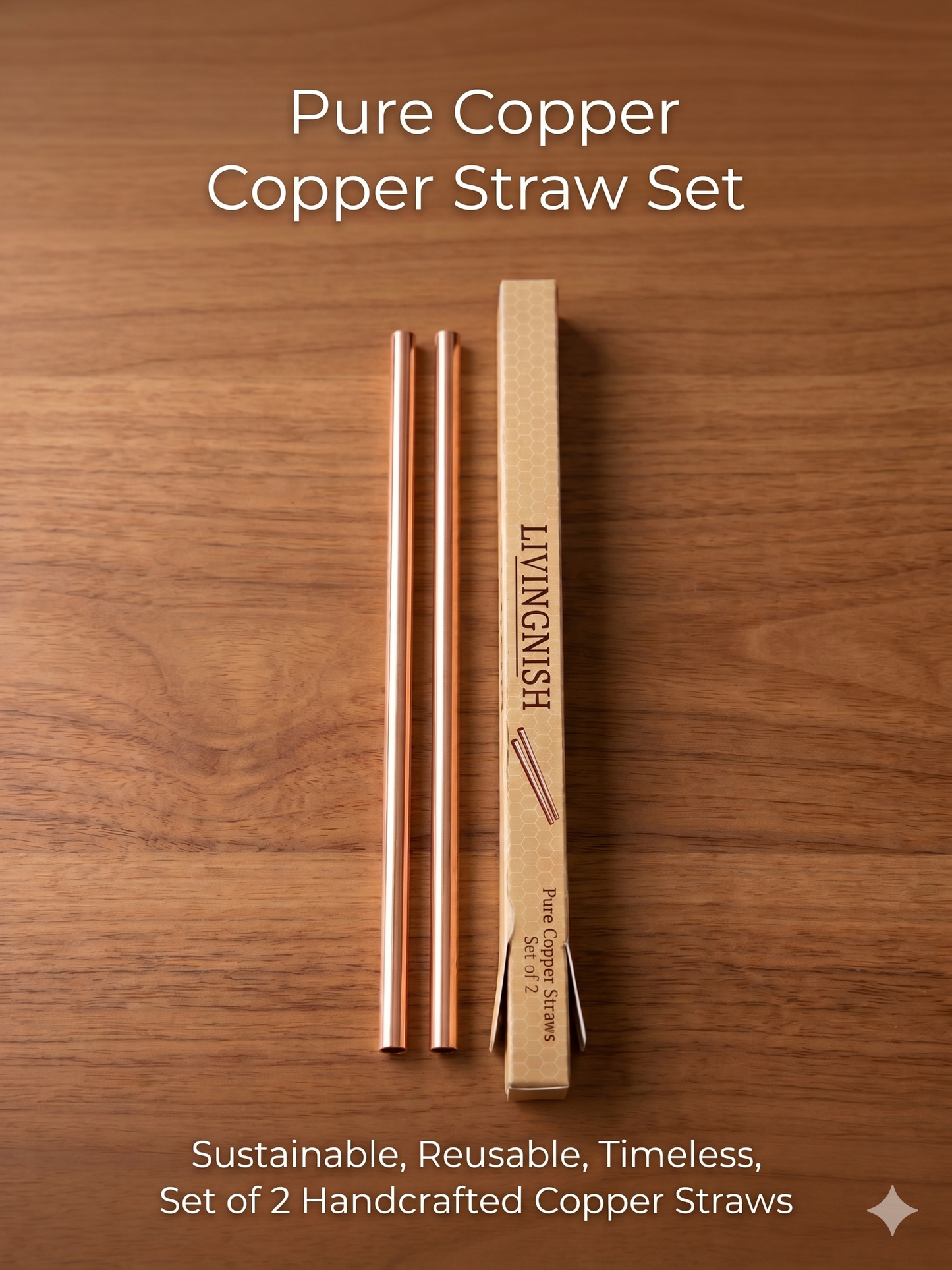 Pure Copper Drinking Straws – 11” Reusable Metal Straw (2 Pcs Set)