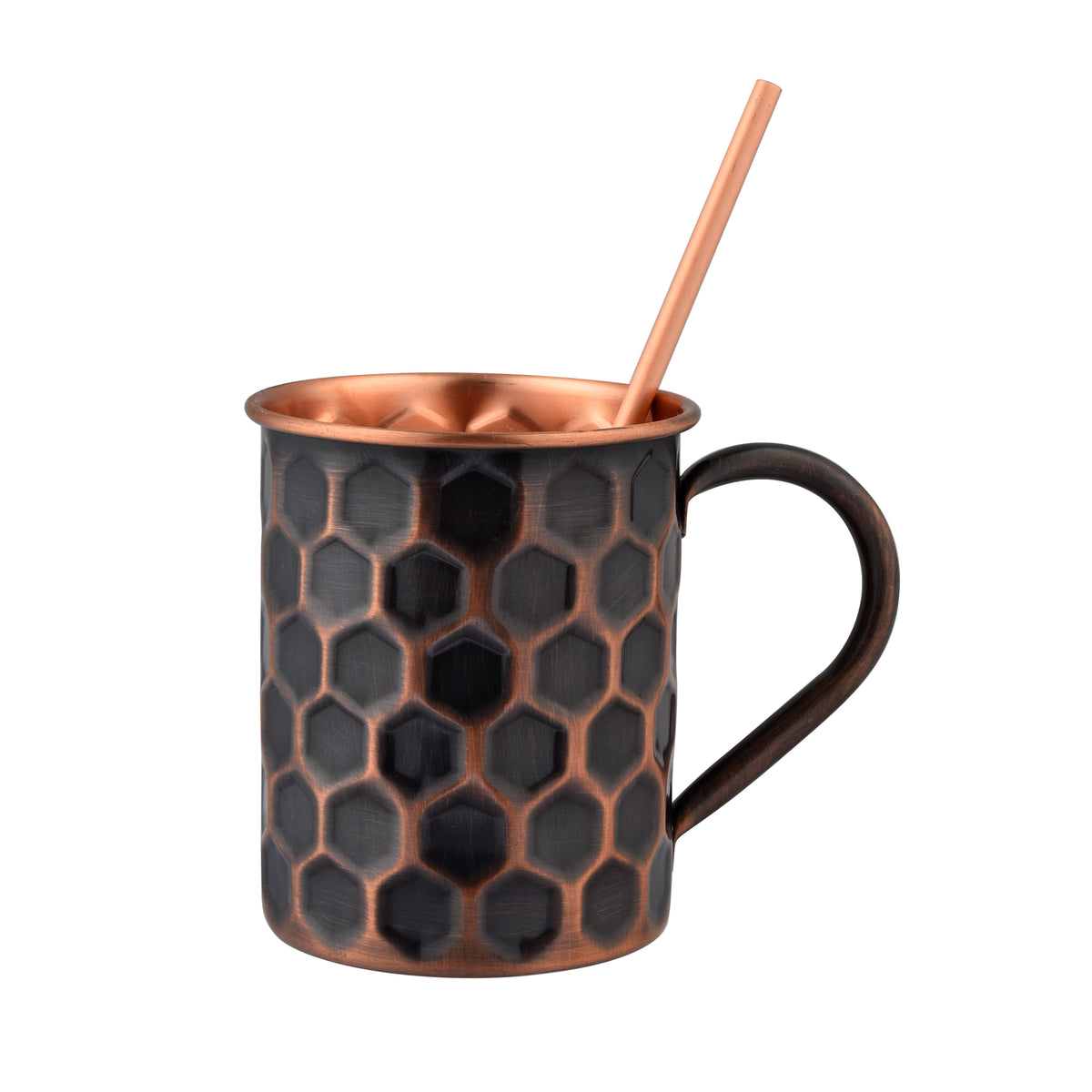 100% Pure Copper Mug with Copper Straw – 16 oz | Handcrafted Heavy-Gauge Moscow Mule Cup | Ayurvedic-Inspired Drinkware