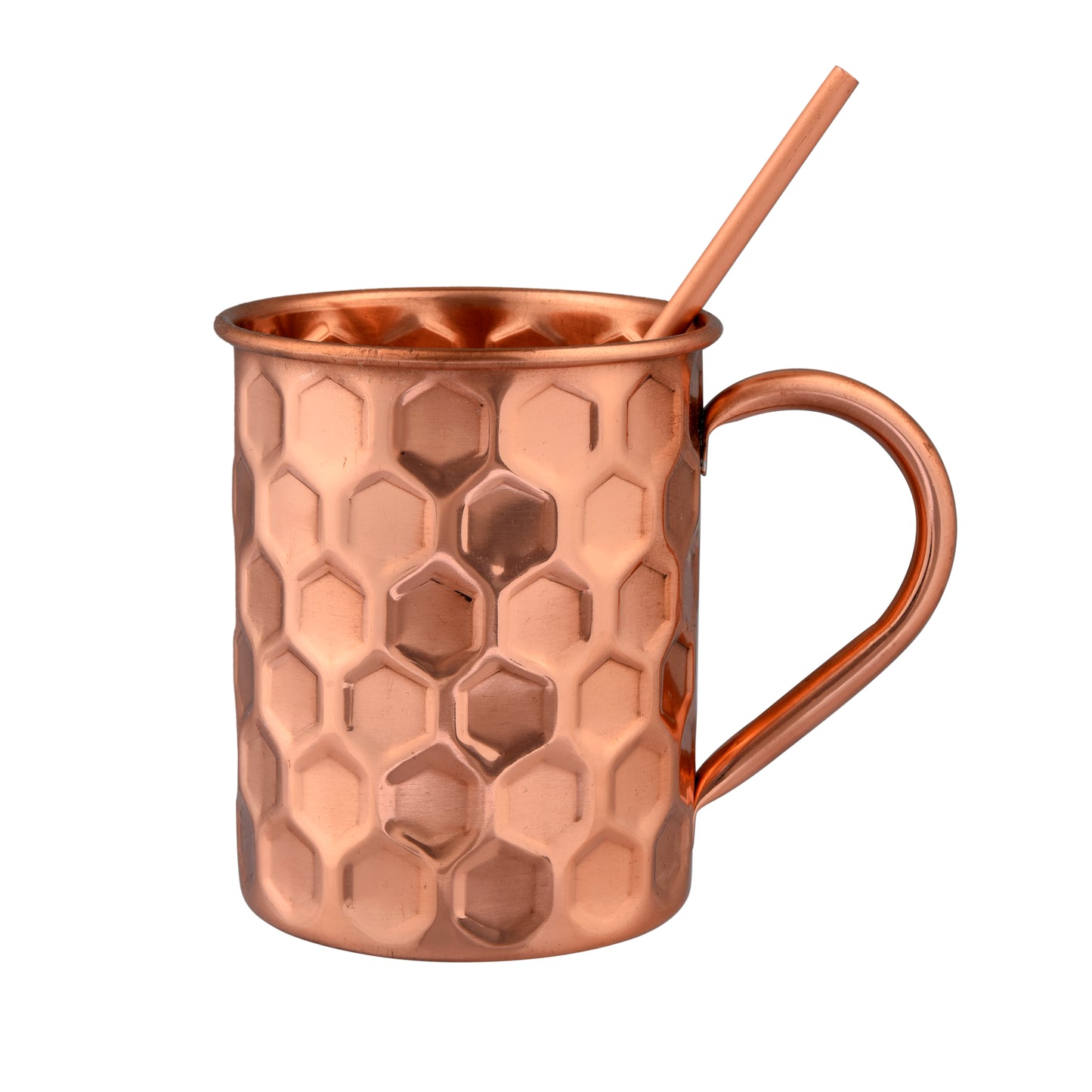 100% Pure Copper Mug with Copper Straw – 16 oz | Handcrafted Heavy-Gauge Moscow Mule Cup | Ayurvedic-Inspired Drinkware