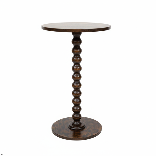 Livingnish Round Side Table, Modern Accent Nightstand for Corners, and Office (Rustic Brown)