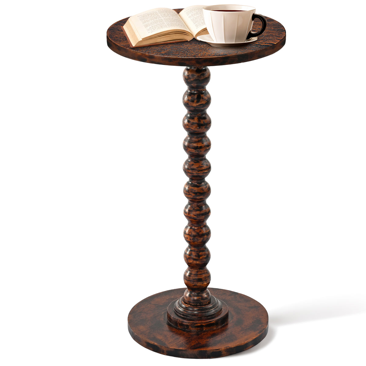 Livingnish Round Side Table, Modern Accent Nightstand for Corners, and Office