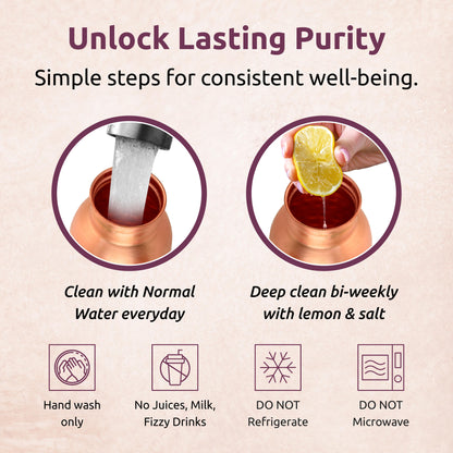 100% Pure Ayurvedic Copper Water Bottle- Hammerred