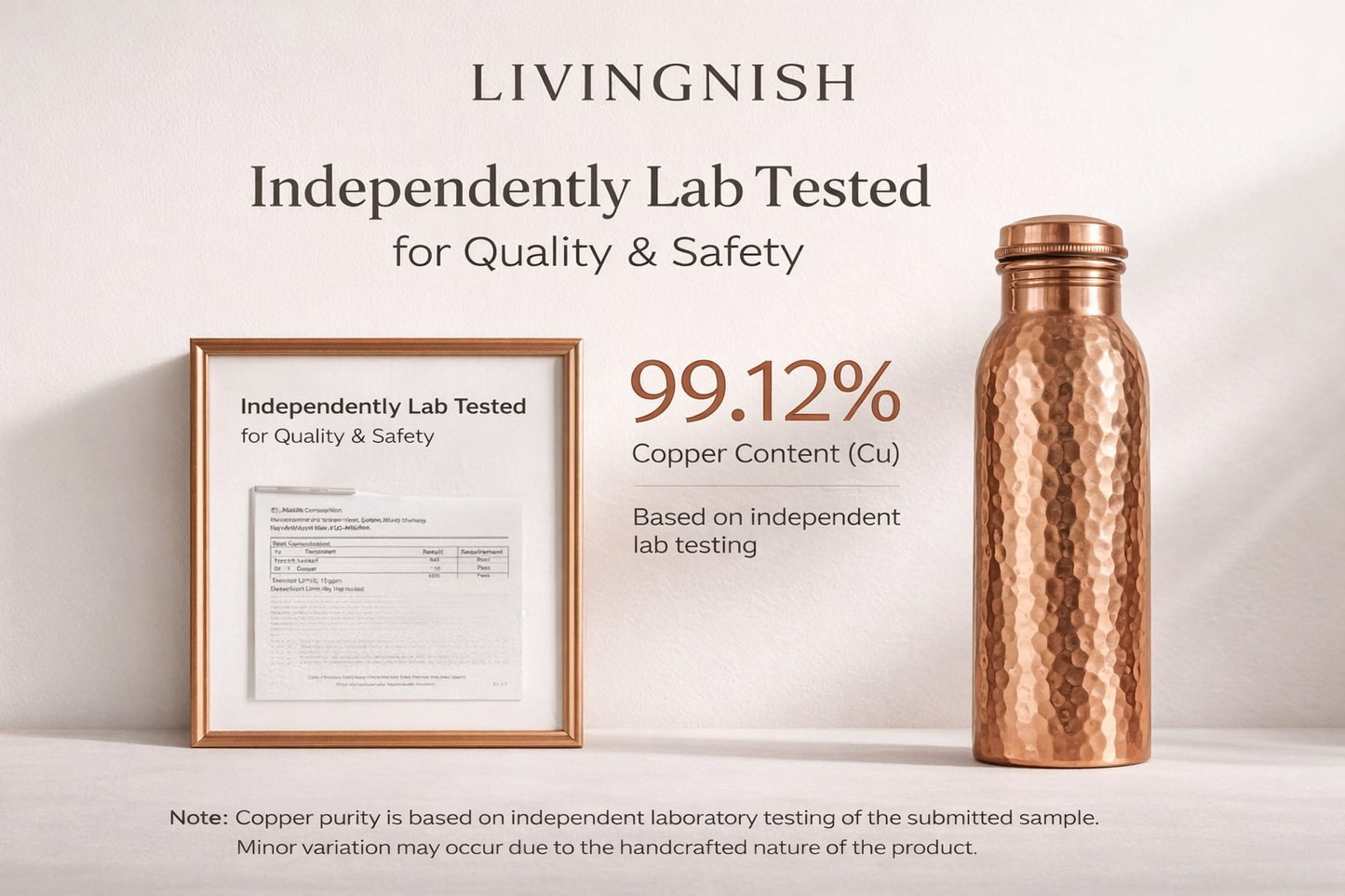 100% Pure Ayurvedic Antique Copper Water Bottle