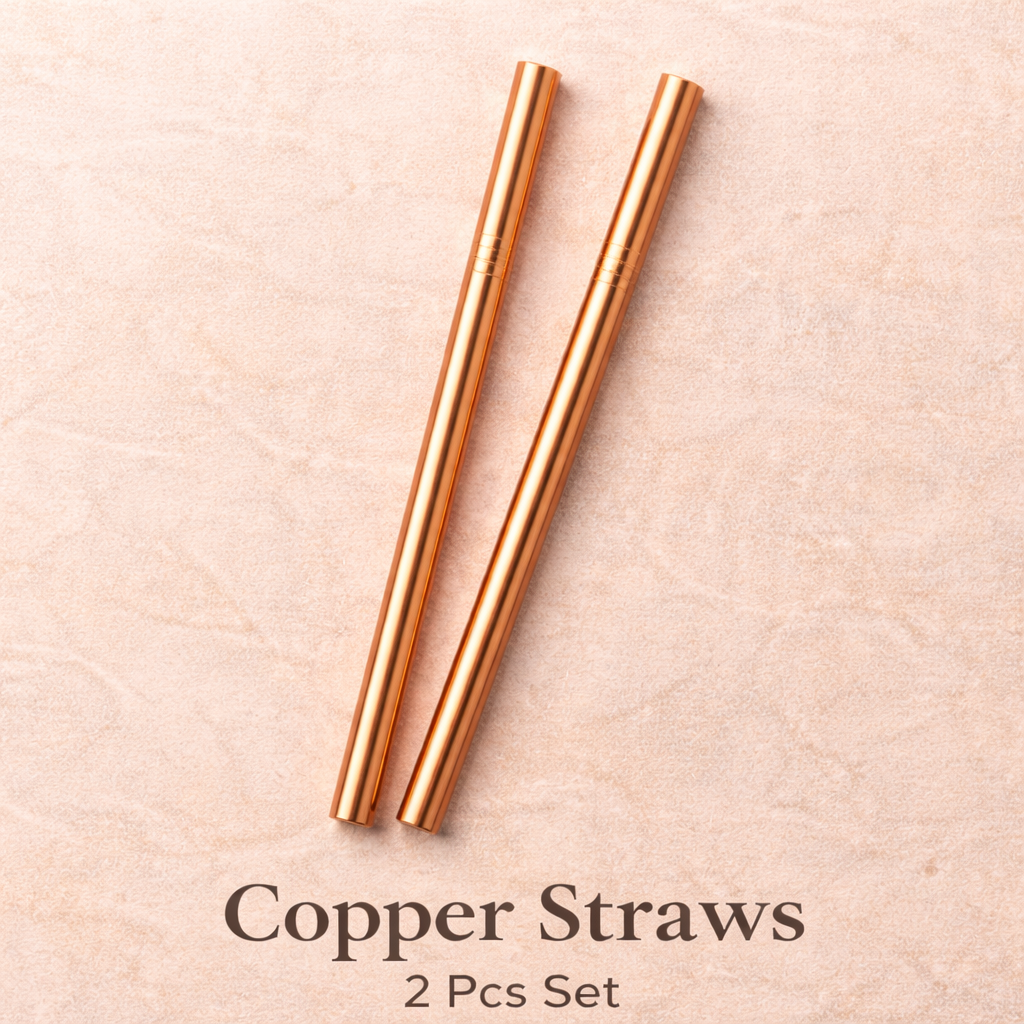 Pure Copper Drinking Straws – 11” Reusable Metal Straw (2 Pcs Set)