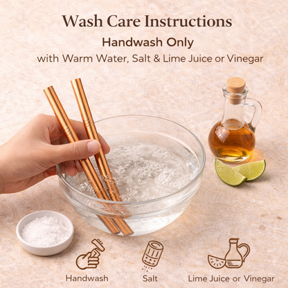 Pure Copper Drinking Straws – 11” Reusable Metal Straw (2 Pcs Set)