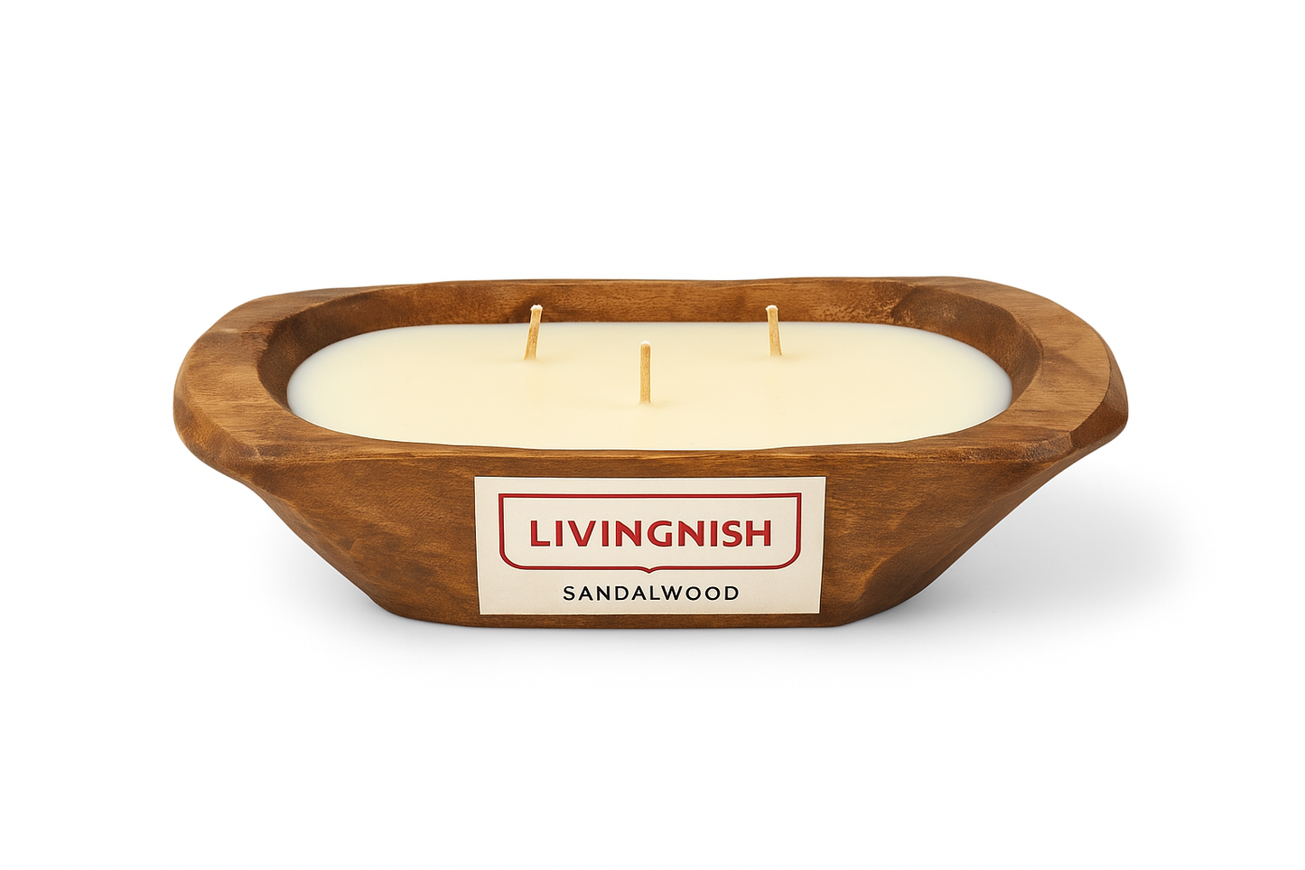 Livingnish Wood Dough Bowl Candle