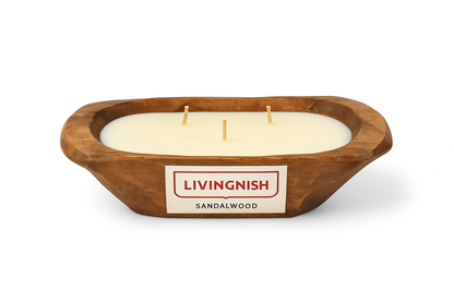 Livingnish Wood Dough Bowl Candle