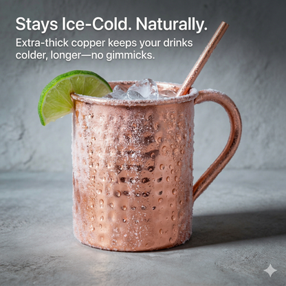 100% Pure Copper Mug 2 pcs Set– 16 oz | Handcrafted, Heavy Gauge| Moscow Mule Cup, Ayurvedic Benefits