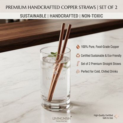 Pure Copper Drinking Straws – 11” Reusable Metal Straw (2 Pcs Set)