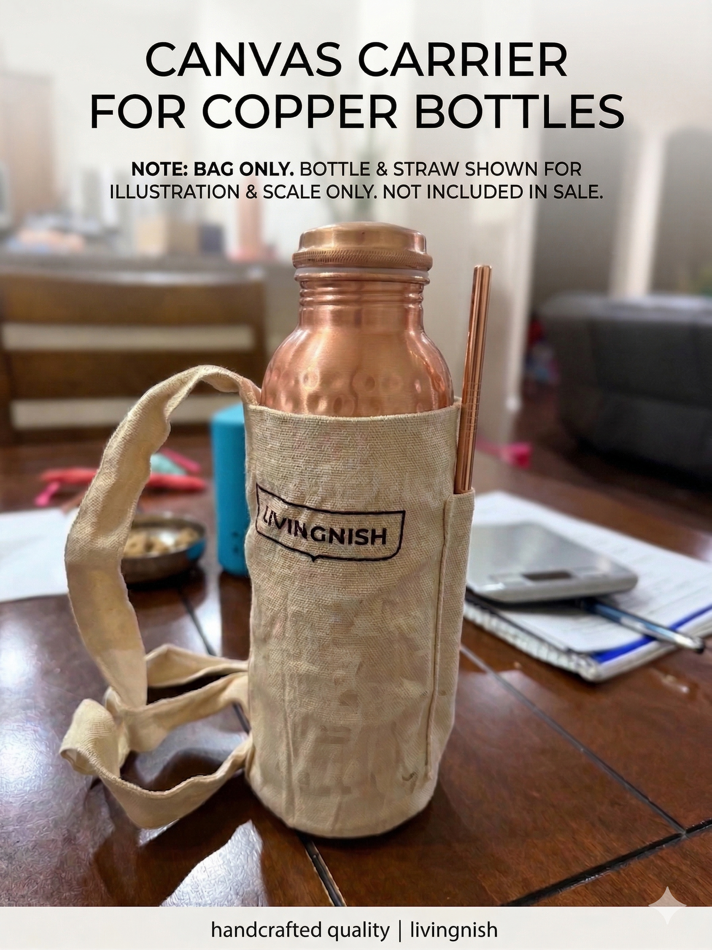 Cotton Canvas Carry Bag for Water Bottle