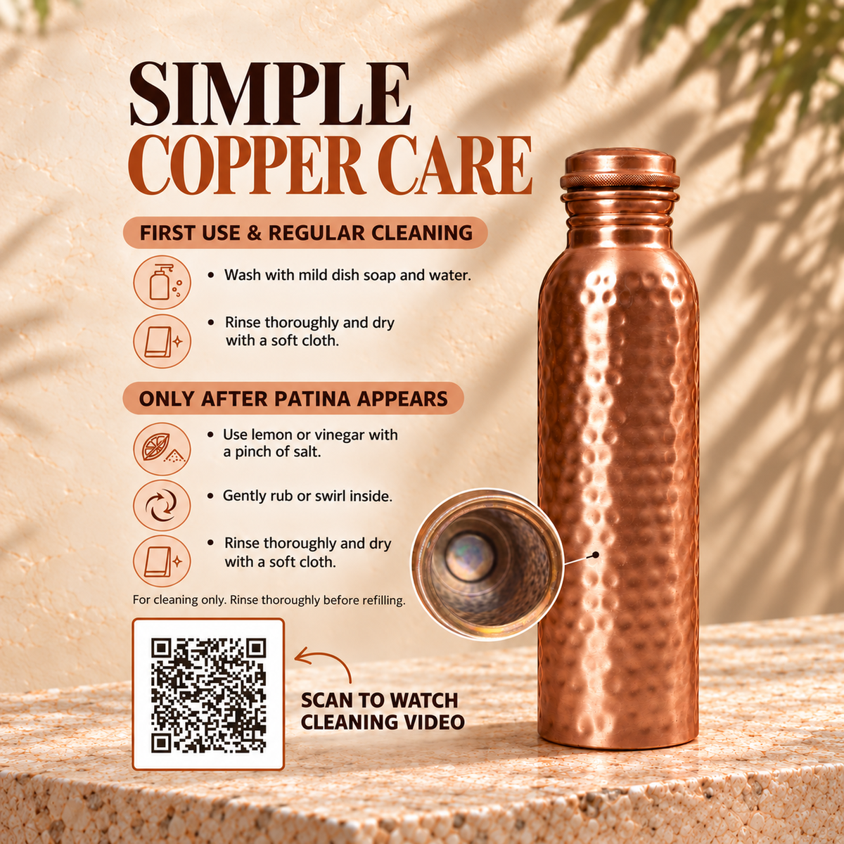 100% Pure Ayurvedic Copper Water Bottle