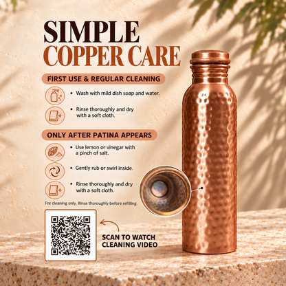100% Pure Ayurvedic Copper Water Bottle
