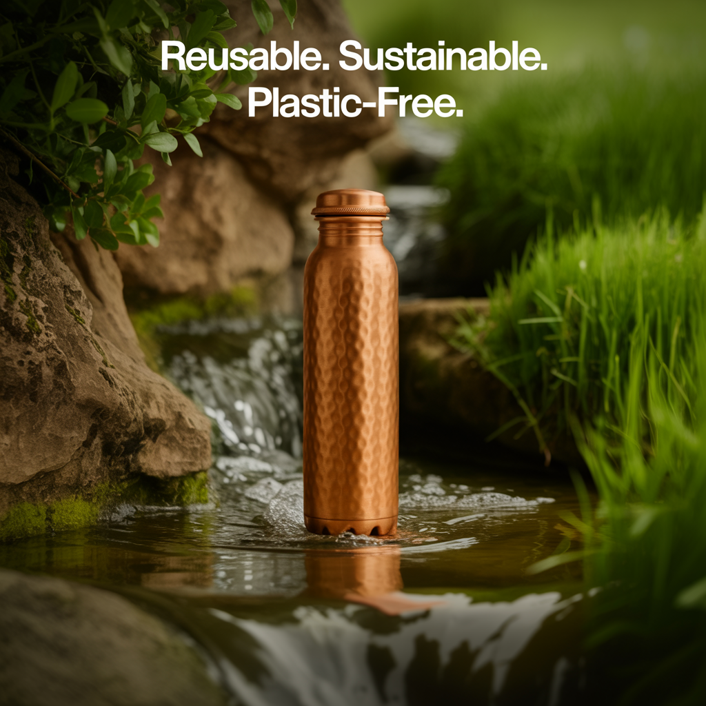 100% Pure Ayurvedic Copper Water Bottle- Hammerred