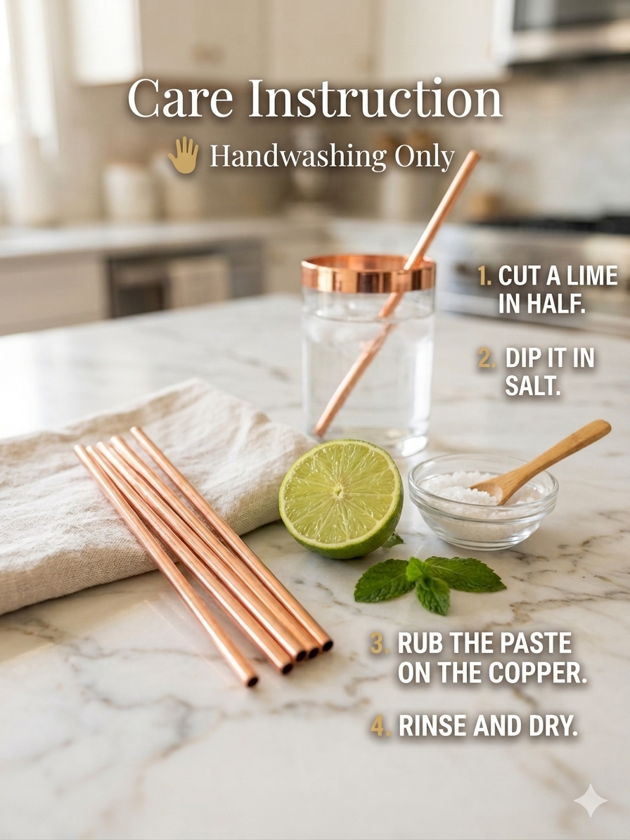 Premium Pure Copper Straws – Set of 5 | 7-Inch Reusable Drinking Straws | Third-Party Lab Tested | Livingnish
