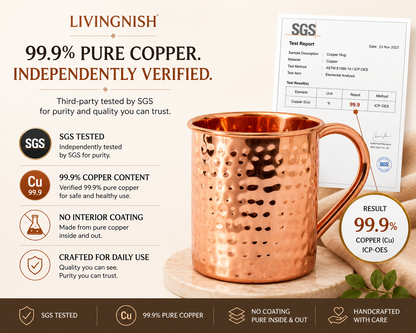 100% Pure Copper Mug with Copper Straw – 16 oz | Handcrafted Heavy-Gauge Moscow Mule Cup | Ayurvedic-Inspired Drinkware