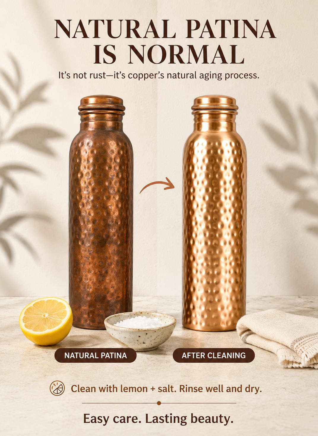 100% Pure Ayurvedic Copper Water Bottle