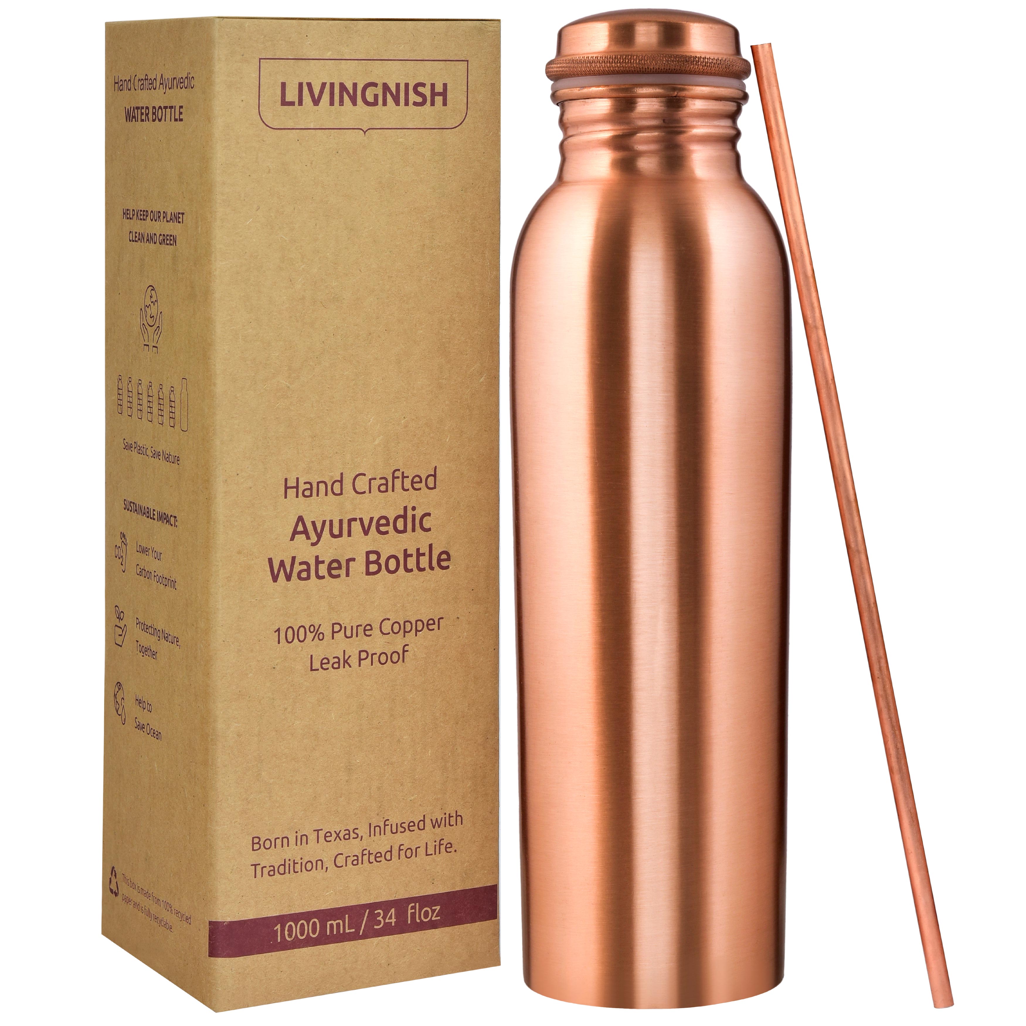 100% Pure Ayurvedic Copper Water Bottle | Hammered Design – LIVINGNISH