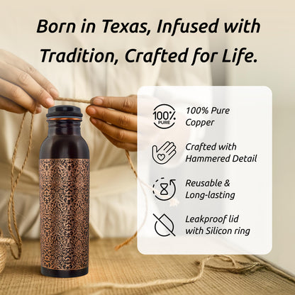 Classic 100% Pure Copper Water Bottle- 34 OZ