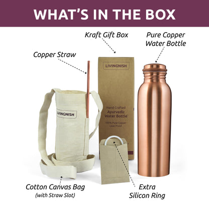 Classic 100% Pure Copper Water Bottle- 34 OZ
