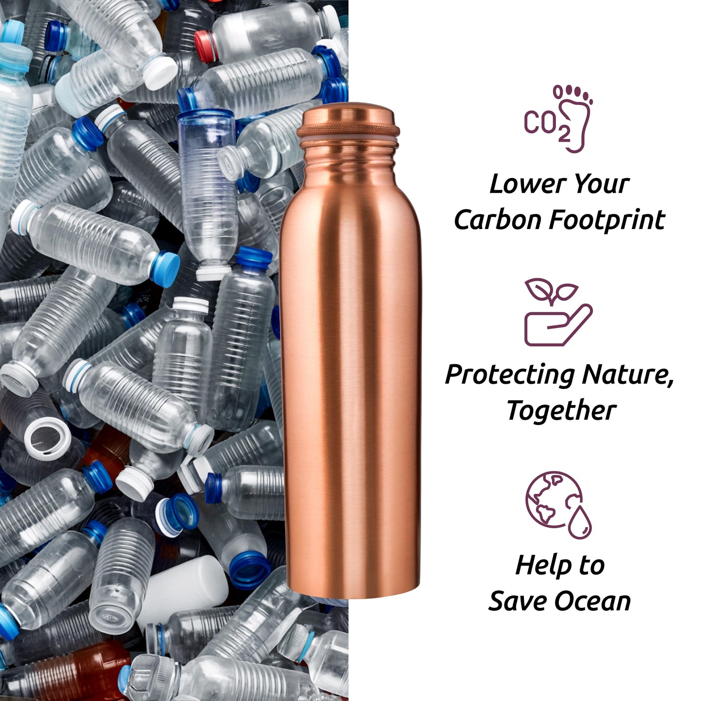 Classic 100% Pure Copper Water Bottle- 34 OZ