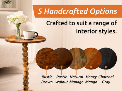 Livingnish Round Side Table, Modern Accent Nightstand for Corners, and Office (Rustic Brown)