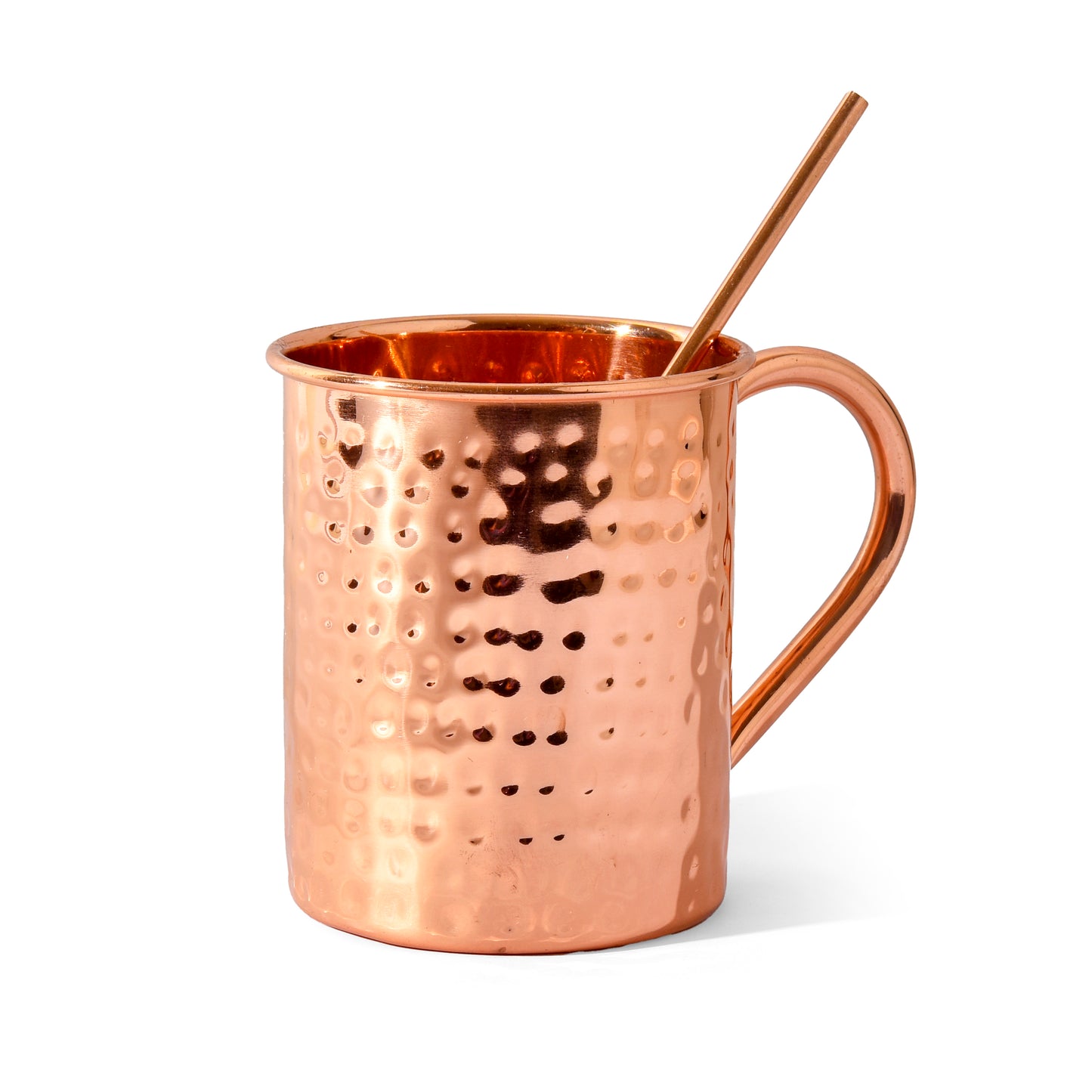 100% Pure Copper Mug with Copper Straw – 16 oz | Handcrafted Heavy-Gauge Moscow Mule Cup | Ayurvedic-Inspired Drinkware