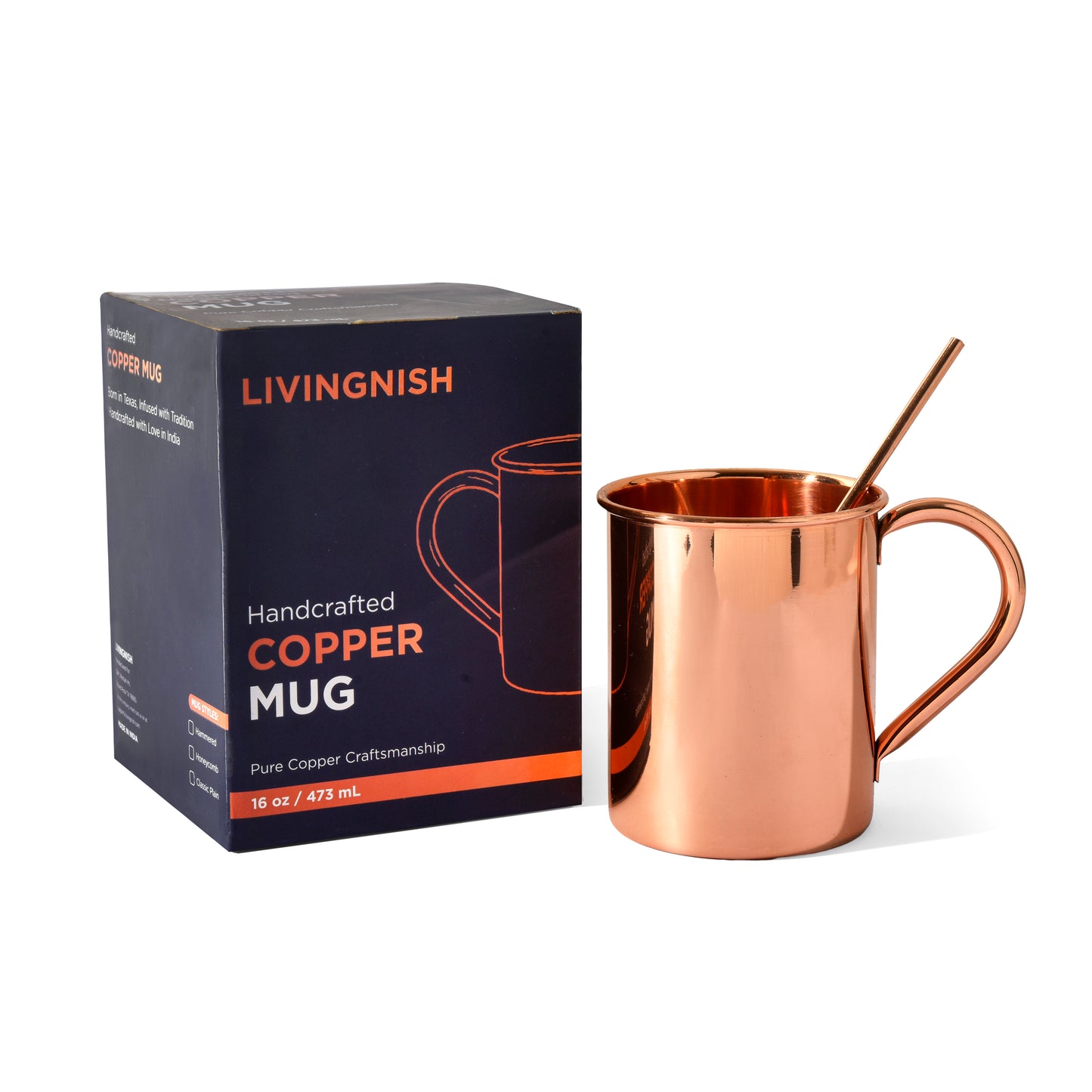 100% Pure Copper Mug 2 pcs Set– 16 oz | Handcrafted, Heavy Gauge| Moscow Mule Cup, Ayurvedic Benefits