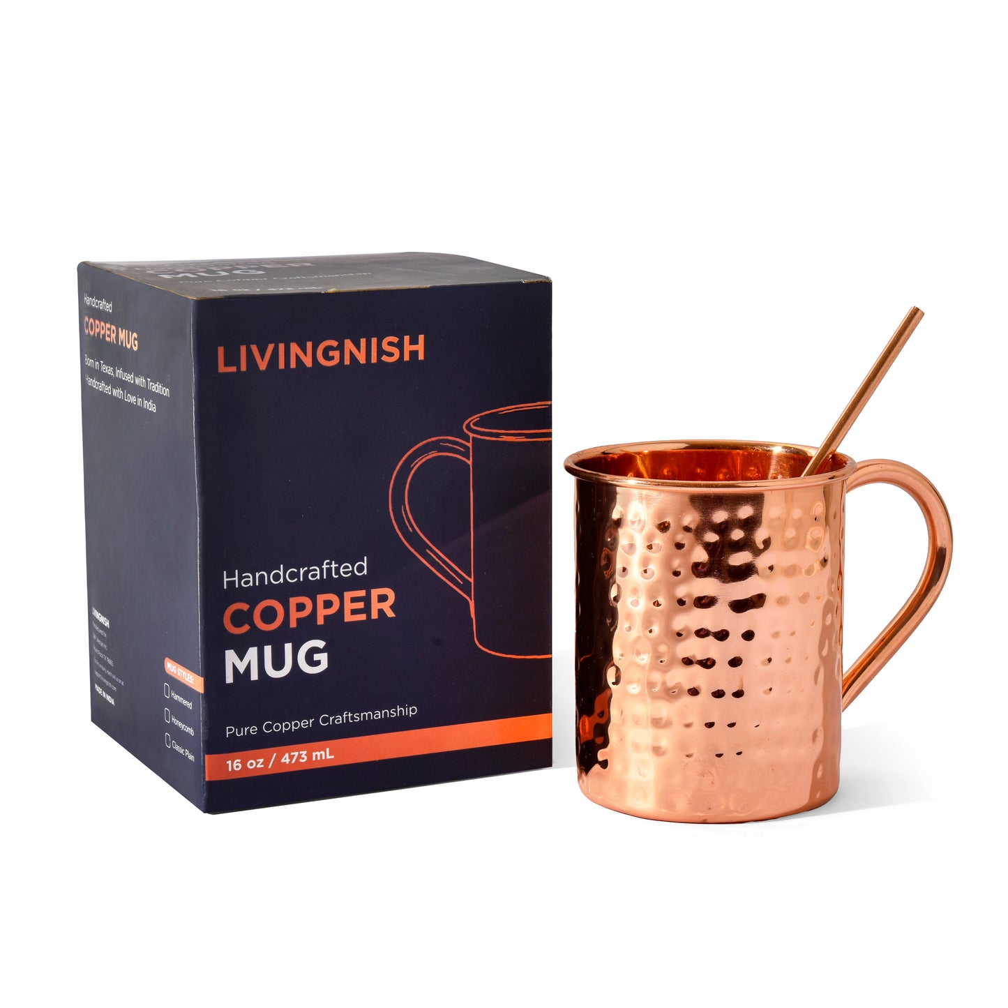100% Pure Copper Mug 2 pcs Set– 16 oz | Handcrafted, Heavy Gauge| Moscow Mule Cup, Ayurvedic Benefits