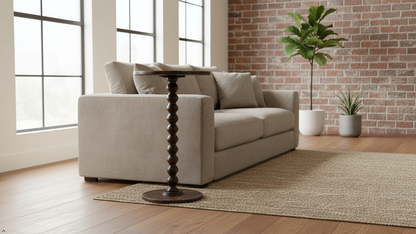 Livingnish Round Side Table, Modern Accent Nightstand for Corners, and Office (Rustic Brown)