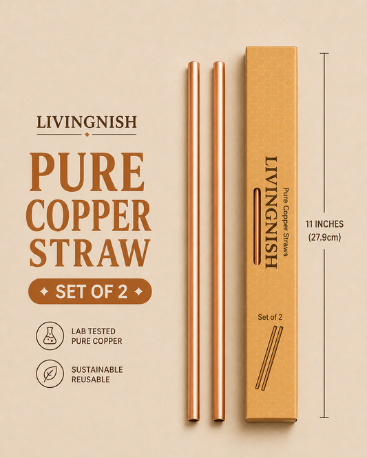 Pure Copper Drinking Straws – 11” Reusable Metal Straw (2 Pcs Set)